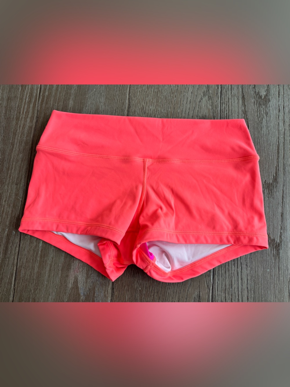 Peachy Athletic Shorts Neon Coral Pink Women’s Workout Shorts